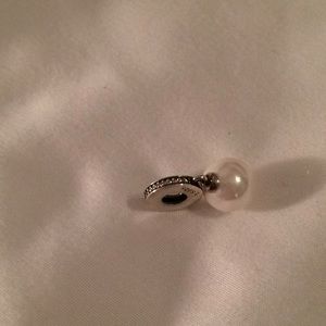 Sterling silver pearl and CZ dangle charm